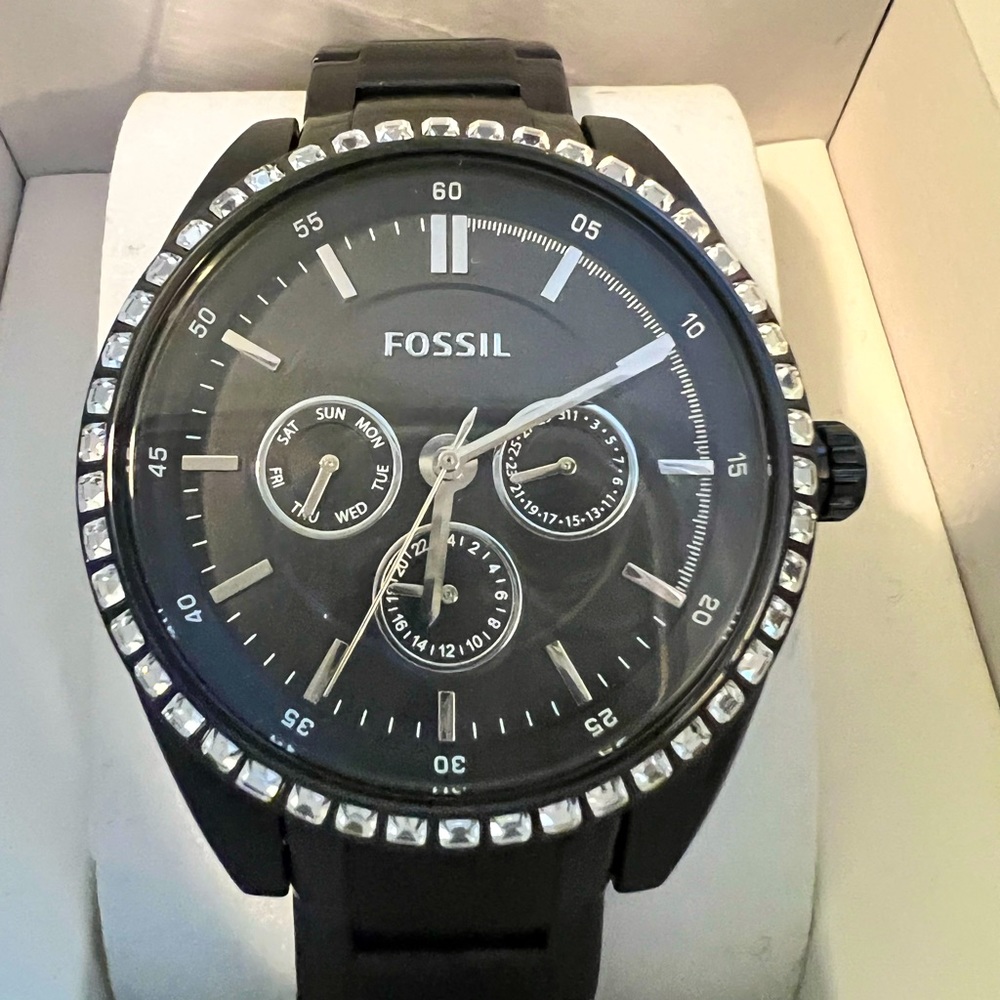 Womens black fossil watch